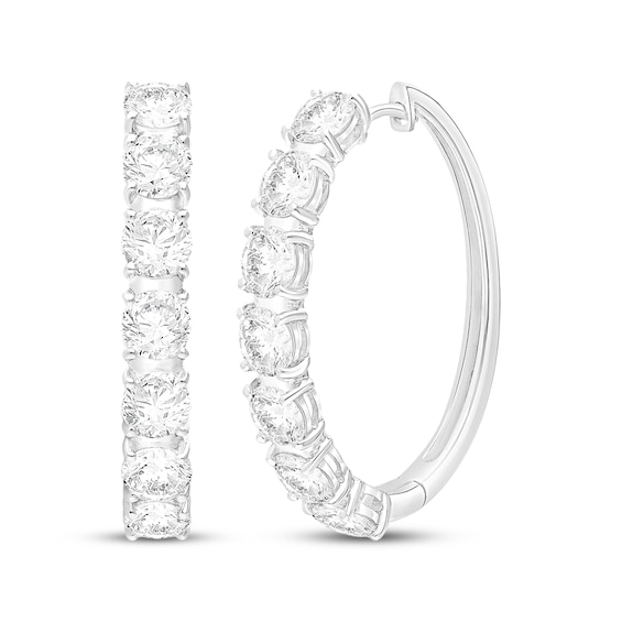 KAY Lab-Grown Diamonds Seven-Stone Hoop Earrings 14 ct tw 14K White Gold