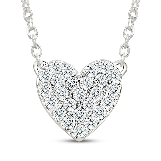Diamond Composite Heart Necklace 1/6 ct tw 10K White Gold 18"