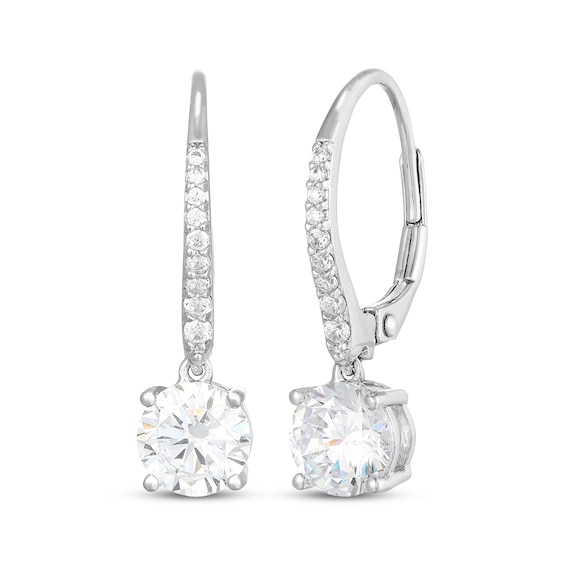 White Lab-Created Sapphire Drop Earrings Sterling Silver