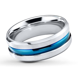 Wedding Band Blue Ion-Plated Stainless Steel 8mm