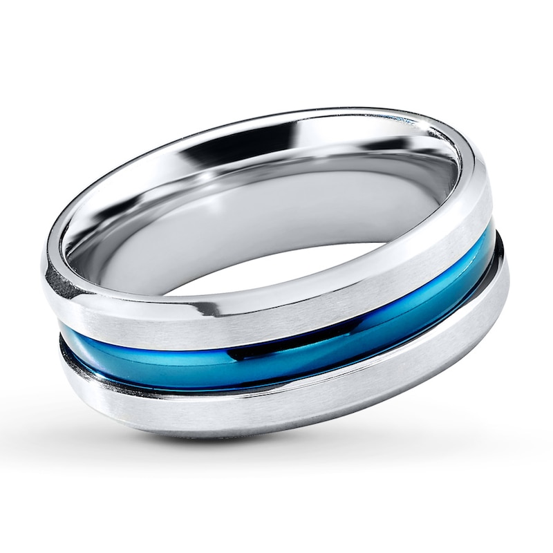 Wedding Band Blue Ion-Plated Stainless Steel 8mm