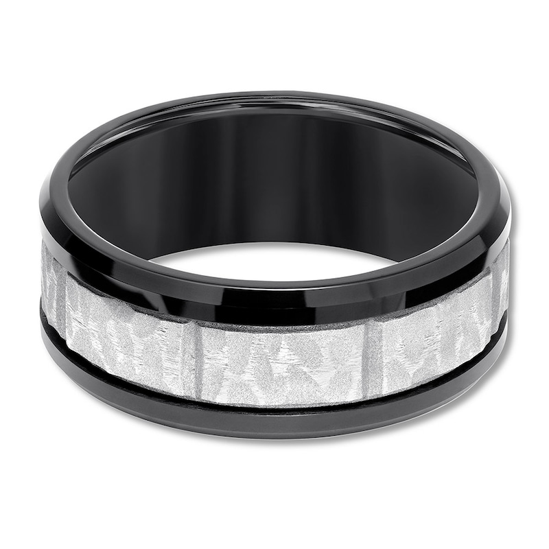 9mm Wedding Band Black & Gray Tungsten Carbide