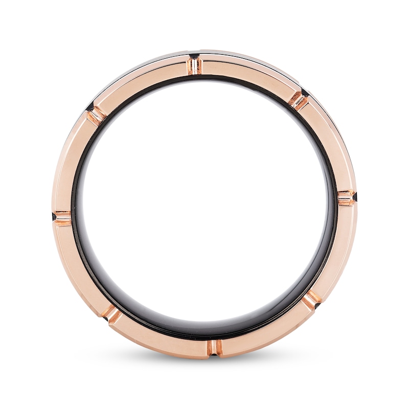 Main Image 3 of 8mm Wedding Band Black & Rose Tungsten Carbide Size 10