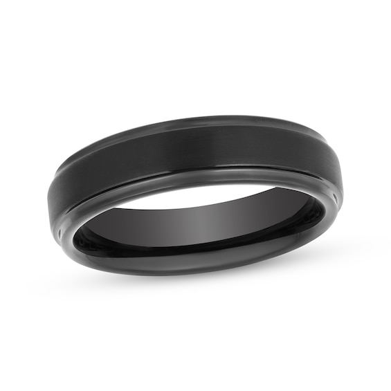 6mm Wedding Band Black Tungsten Carbide