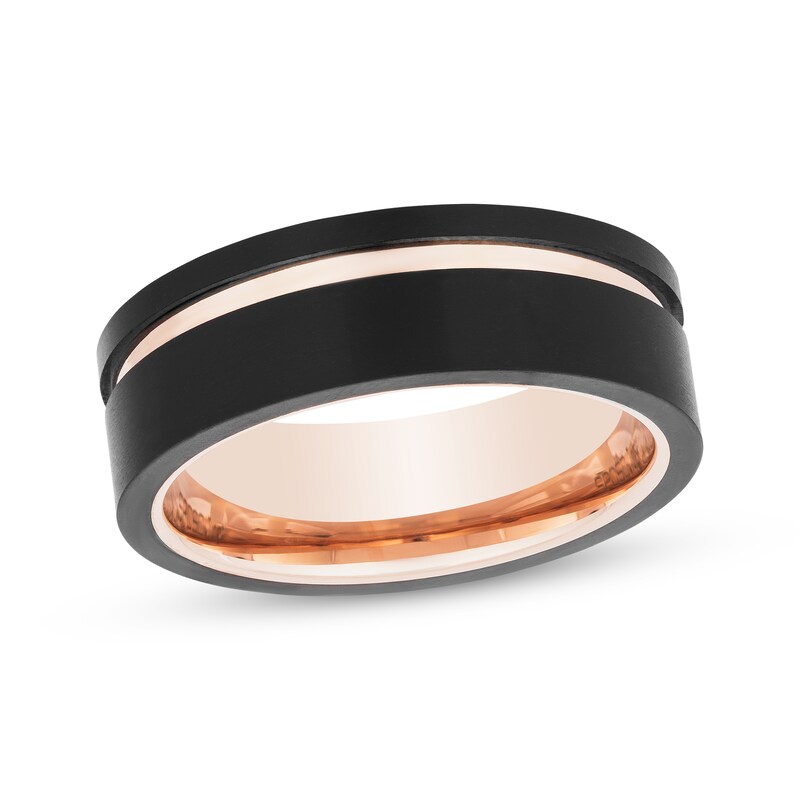 Main Image 1 of Wedding Band Black & Rose Tungsten Carbide 8mm Size 10