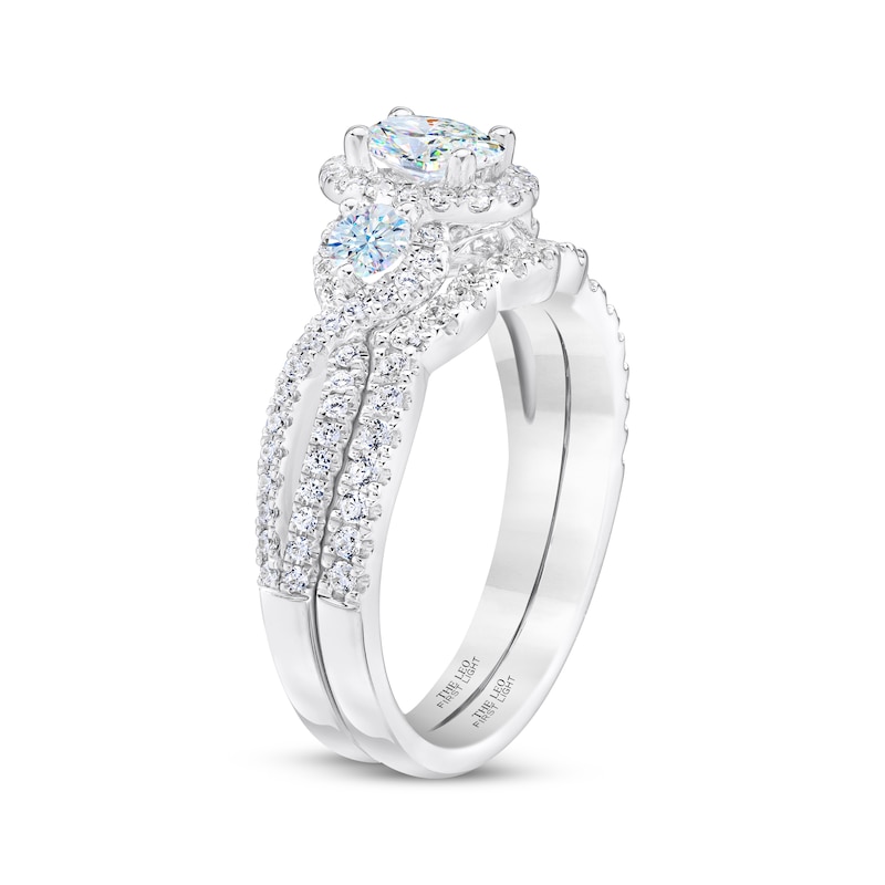 THE LEO First Light Diamond Oval & Round-Cut Three-Stone Bridal Set 1-1/8 ct tw 14K White Gold