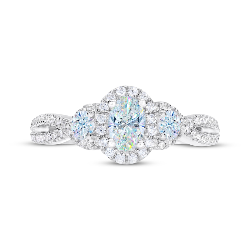 THE LEO First Light Diamond Oval & Round-Cut Three-Stone Engagement Ring 1 ct tw 14K White Gold