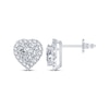 Thumbnail Image 0 of Heart-Shaped & Round-Cut White Lab-Created Sapphire Heart Stud Earrings Sterling Silver