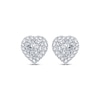 Thumbnail Image 1 of Heart-Shaped & Round-Cut White Lab-Created Sapphire Heart Stud Earrings Sterling Silver