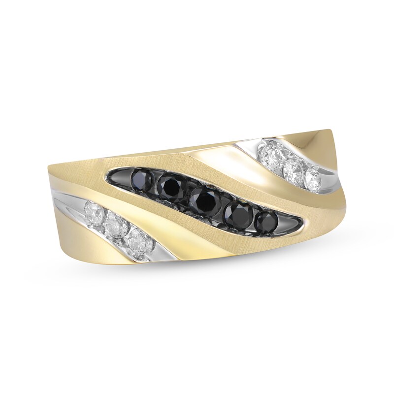Main Image 1 of Adore Men’s Round-Cut Black & White Diamond Anniversary Band 1/2 ct tw 10K Yellow Gold