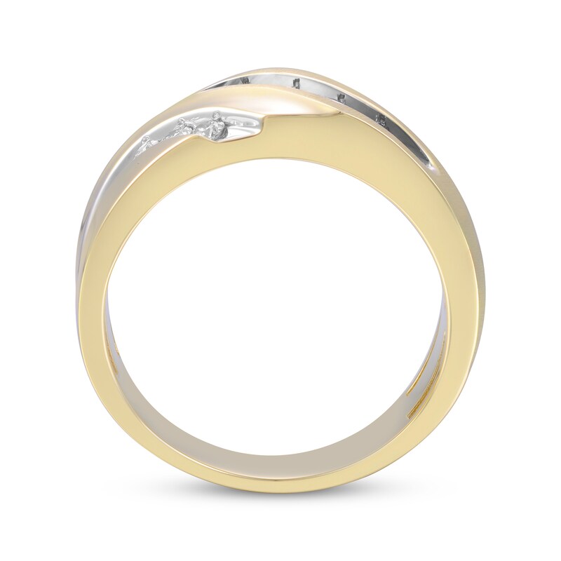 Main Image 3 of Adore Men’s Round-Cut Black & White Diamond Anniversary Band 1/2 ct tw 10K Yellow Gold