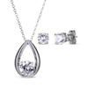 Thumbnail Image 1 of Round-Cut White Lab-Created Sapphire Necklace & Stud Earrings Gift Set Sterling Silver 18"