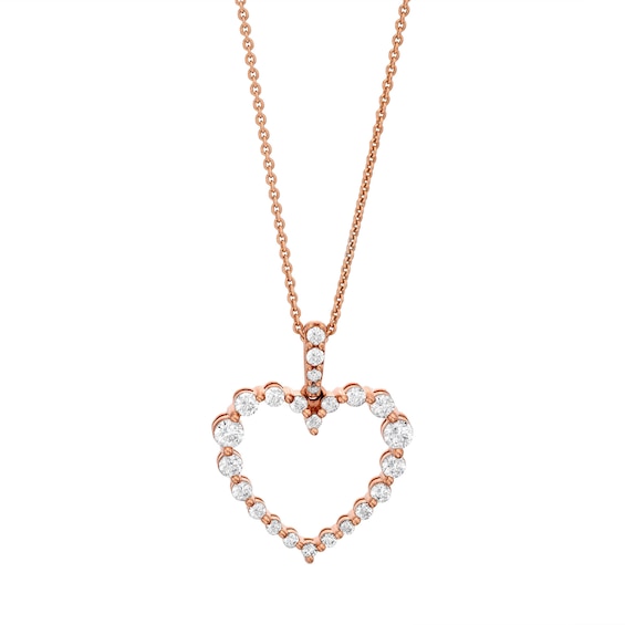 KAY Lab-Grown Diamonds Round-Cut Heart Necklace 1/2 ct tw 10K Rose Gold 18”