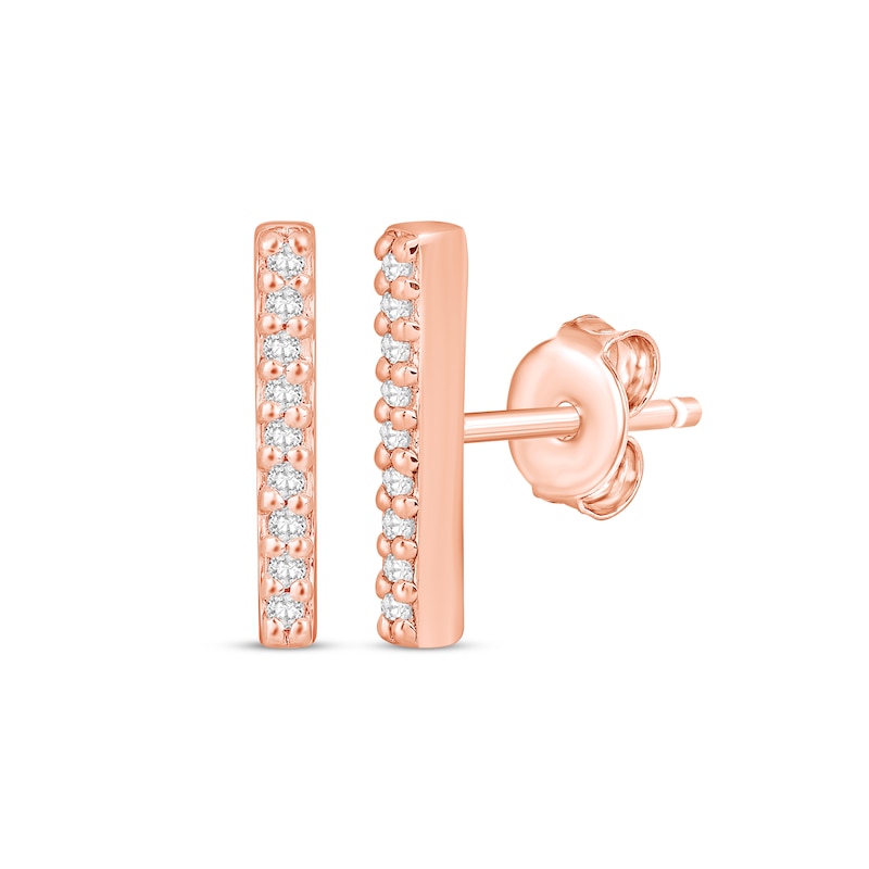 Diamond Bar Stud Earrings 1/20 ct tw 10K Rose Gold