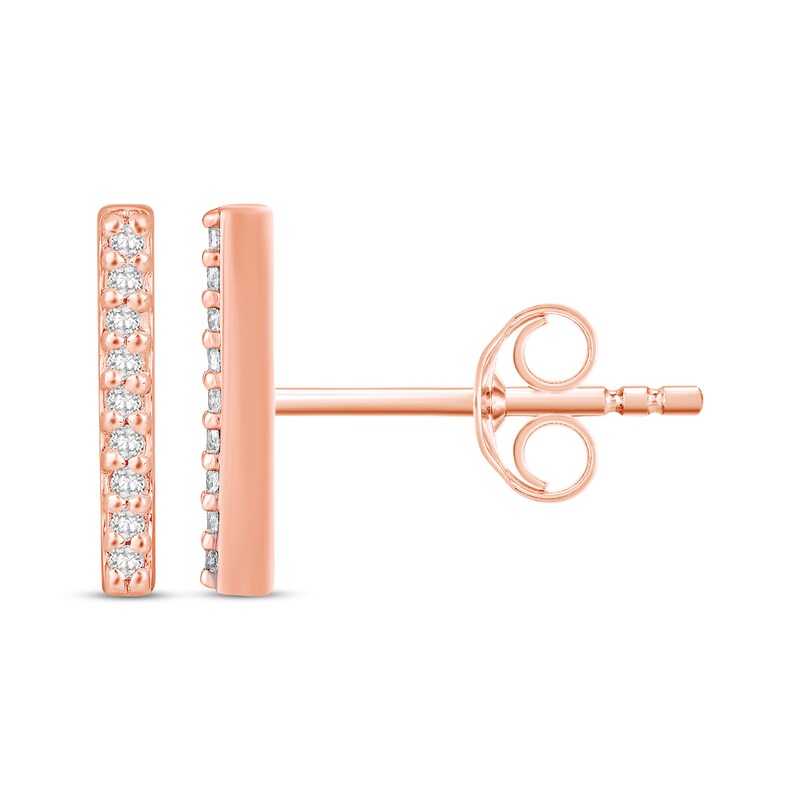Diamond Bar Stud Earrings 1/20 ct tw 10K Rose Gold