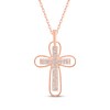 Thumbnail Image 1 of Diamond Cross & Milgrain Frame Necklace 1/4 ct tw 10K Rose Gold 18"
