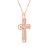 Thumbnail Image 2 of Diamond Cross & Milgrain Frame Necklace 1/4 ct tw 10K Rose Gold 18"