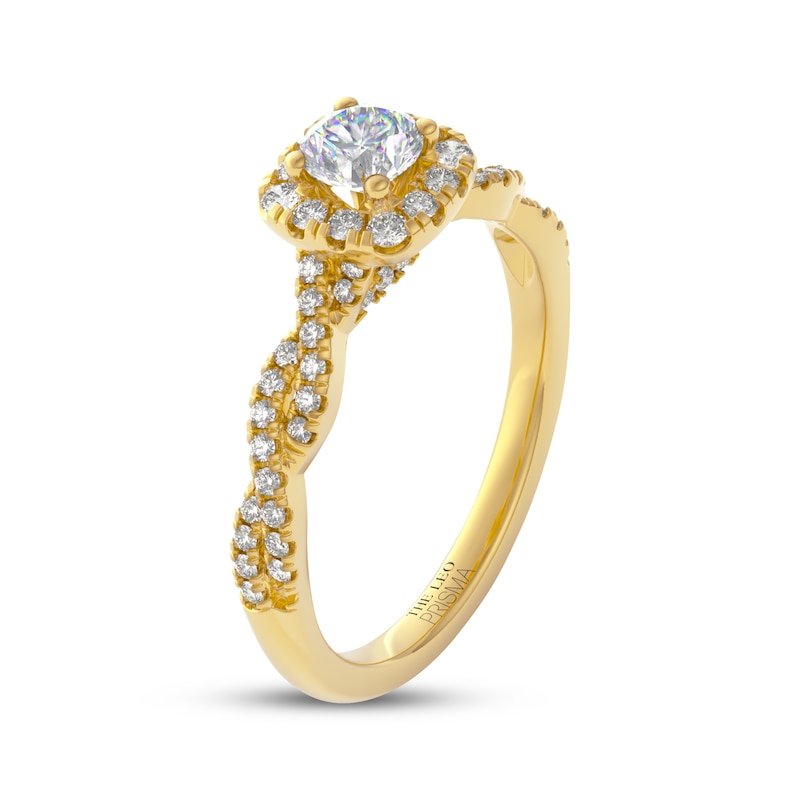 Main Image 2 of THE LEO Prisma Diamond Round-Cut Cushion Halo Engagement Ring 5/8 ct tw 14K Yellow Gold