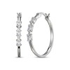 Thumbnail Image 1 of Oval-Cut White Lab-Created Sapphire Hoop Earrings Sterling Silver