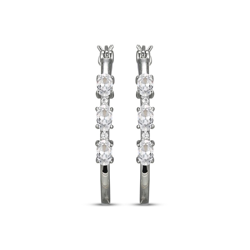 Main Image 2 of Oval-Cut White Lab-Created Sapphire Hoop Earrings Sterling Silver