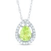 Thumbnail Image 0 of Pear-Shaped Peridot & Diamond Halo Necklace 1/15 ct tw 14K White Gold 18"