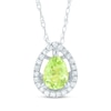 Thumbnail Image 1 of Pear-Shaped Peridot & Diamond Halo Necklace 1/15 ct tw 14K White Gold 18"