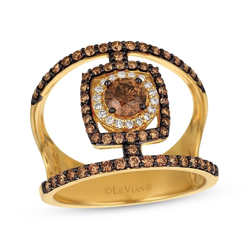 Main Image 1 of Le Vian Diamond Split Shank Ring 1-1/8 ct tw 14K Honey Gold