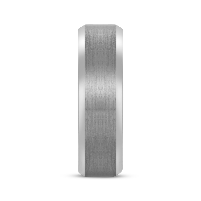 Main Image 2 of Beveled Edge Wedding Band Gray Ion-Plated Tungsten Carbide 7mm