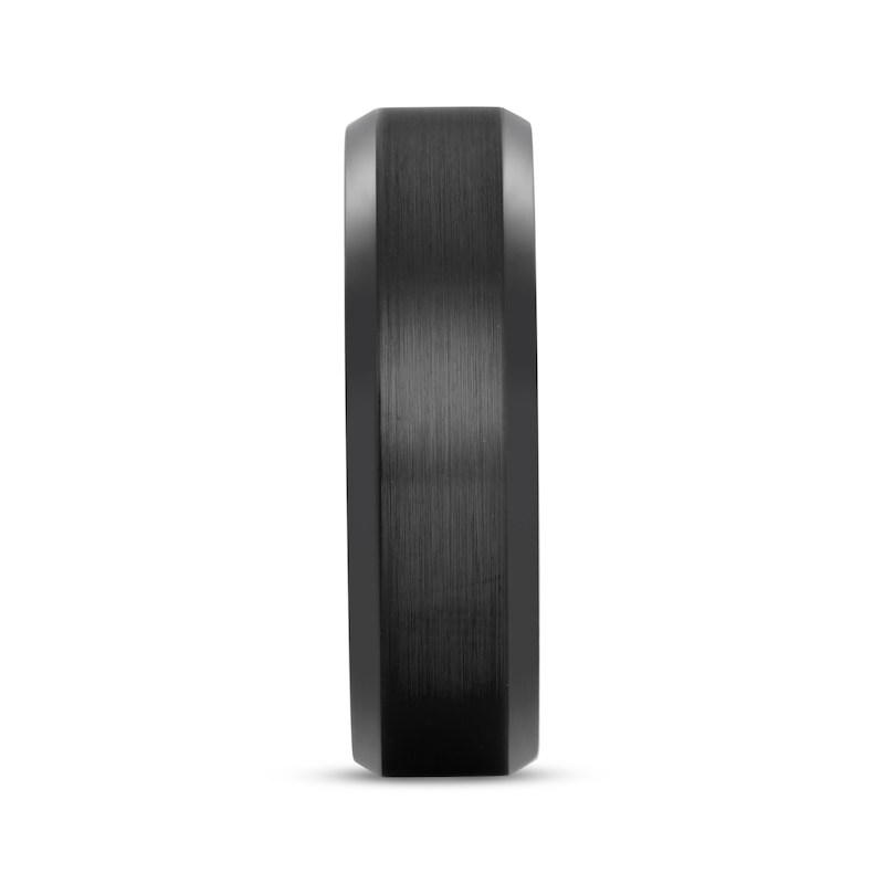 Beveled Edge Wedding Band Black Ion-Plated Tungsten Carbide 7mm