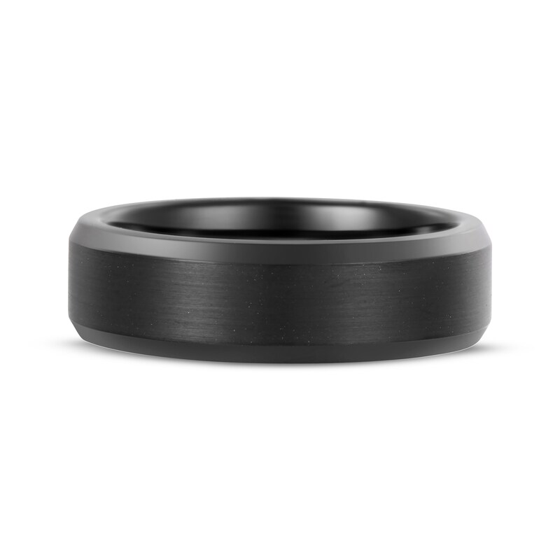 Beveled Edge Wedding Band Black Ion-Plated Tungsten Carbide 7mm