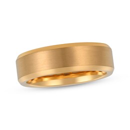 Beveled Edge Wedding Band Yellow Tungsten Carbide 7mm