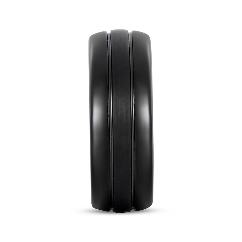 Main Image 2 of Center Stripe Wedding Band Black Ion-Plated Tungsten Carbide 8mm
