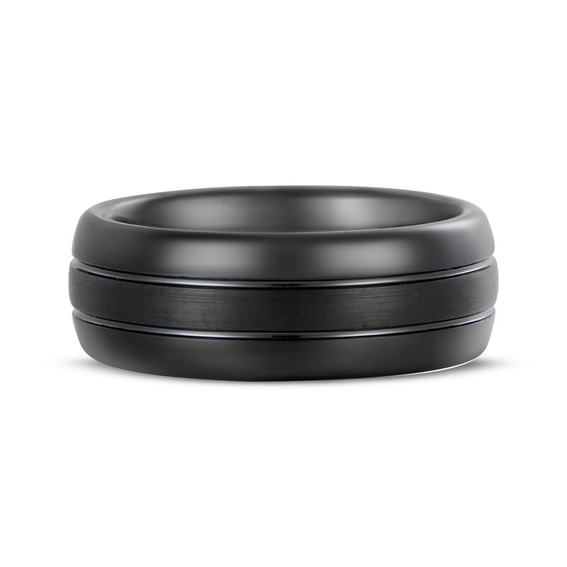 Main Image 3 of Center Stripe Wedding Band Black Ion-Plated Tungsten Carbide 8mm