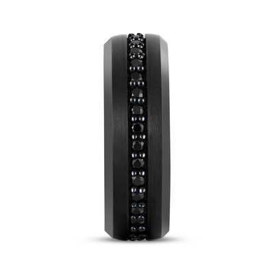 Men’s Black Tungsten Wedding Ring – 8mm Width, Centre Groove, Bevel Edge, Comfort Fit, Size 10.5, Hypoallergenic, Cobalt-Free, Scratch Resistant