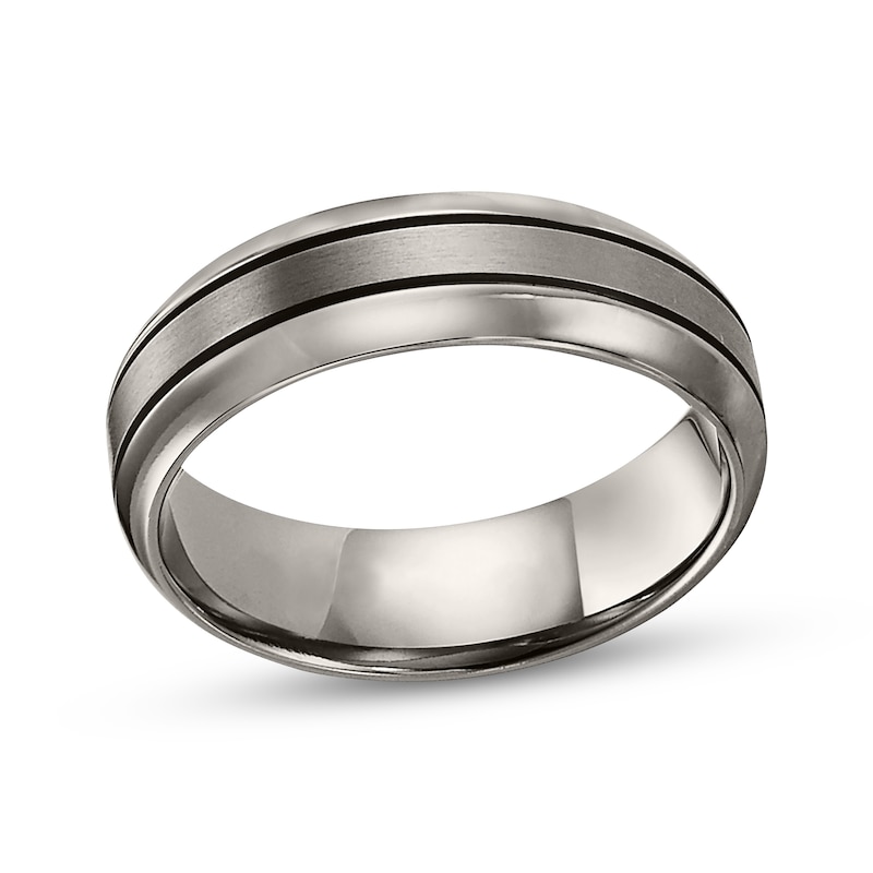 Channeled Titanium Wedding Band 7mm