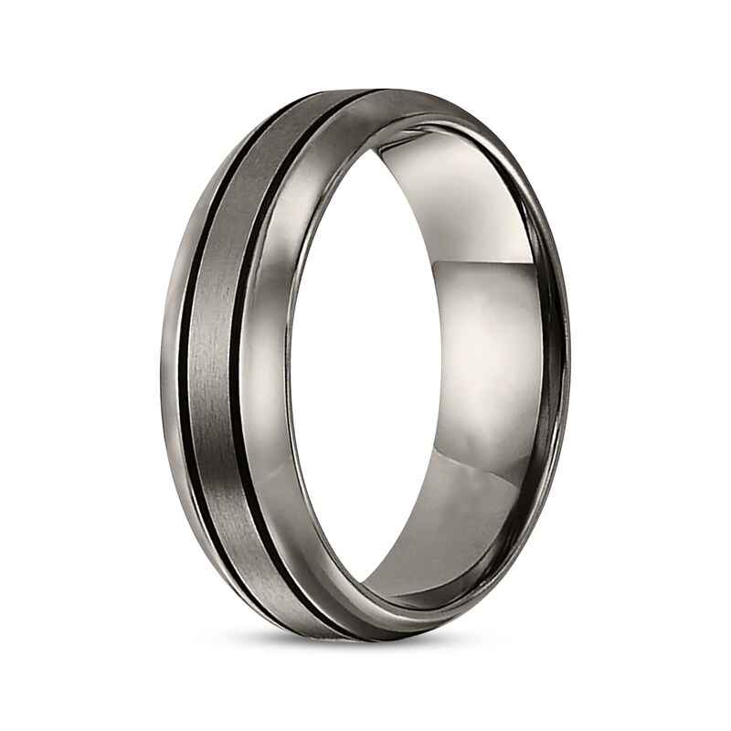 Channeled Titanium Wedding Band 7mm