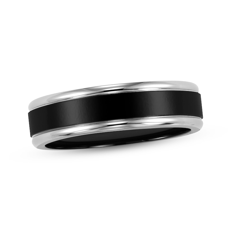 Black & White Titanium Wedding Band 6.5mm