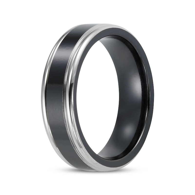 Black & White Titanium Wedding Band 6.5mm