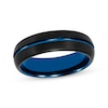 Thumbnail Image 0 of Contrast Channel Wedding Band Black & Blue Tungsten Carbide 6.5mm