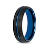 Thumbnail Image 1 of Contrast Channel Wedding Band Black & Blue Tungsten Carbide 6.5mm