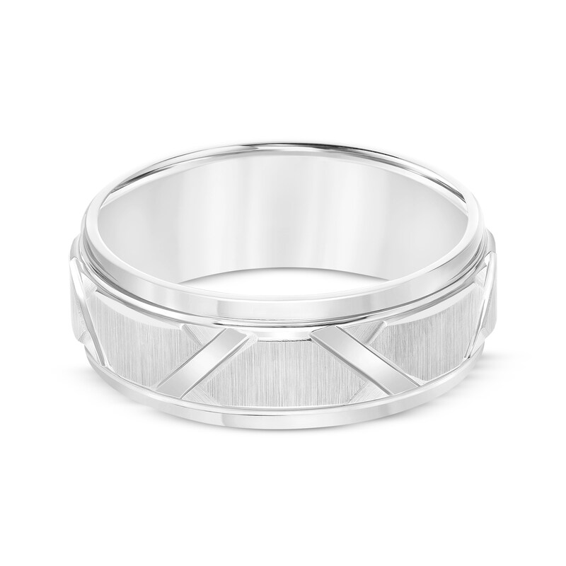 Main Image 3 of Grooved Wedding Band White Tungsten Carbide 8mm