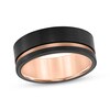 Thumbnail Image 0 of Contrast Channel Wedding Band Black & Rose-Tone Tungsten Carbide 8mm