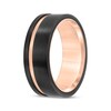 Thumbnail Image 1 of Contrast Channel Wedding Band Black & Rose-Tone Tungsten Carbide 8mm