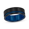 Thumbnail Image 0 of Contrast Channel Wedding Band Black & Blue Tungsten Carbide 8mm