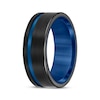 Thumbnail Image 1 of Contrast Channel Wedding Band Black & Blue Tungsten Carbide 8mm