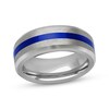 Thumbnail Image 0 of Blue Ceramic Stripe Wedding Band Tungsten Carbide 8mm