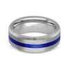 Thumbnail Image 2 of Blue Ceramic Stripe Wedding Band Tungsten Carbide 8mm