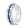 Thumbnail Image 1 of Natural Blue Sapphire Wedding Band Tungsten Carbide & Sterling Silver 8mm