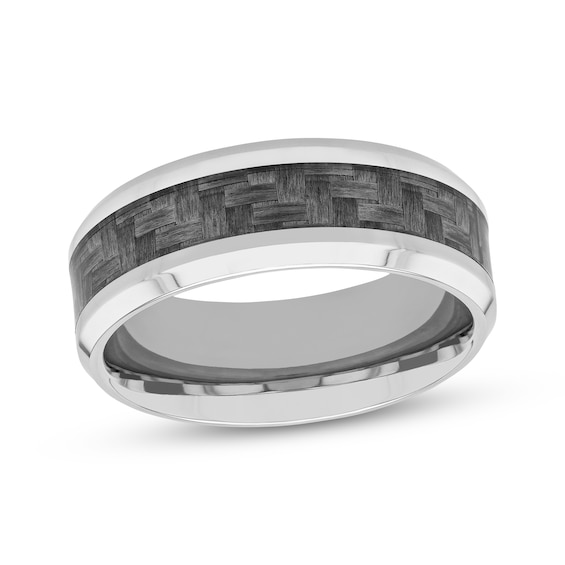 Wedding Band Stainless Steel with Carbon Fiber Inlay 8mm