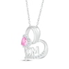 Thumbnail Image 1 of Heart-Shaped Pink Lab-Created Sapphire & White Lab-Created Sapphire "Mom" Heart Necklace Sterling Silver 18"